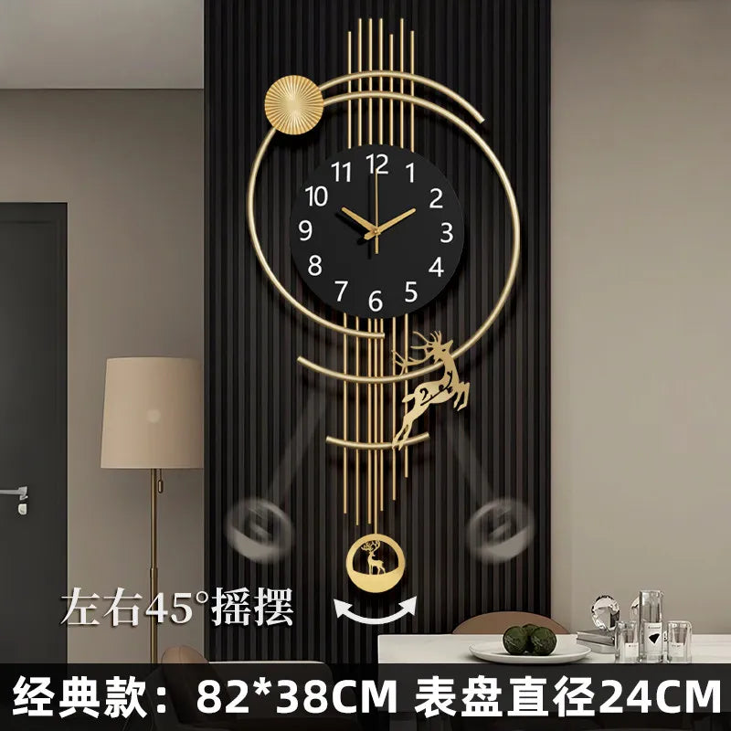 Luxury Modern Minimalist Wall Clock Living Room Large Creative Metal Silent Creative Round Kitchen Dining Room Wall Art Decor