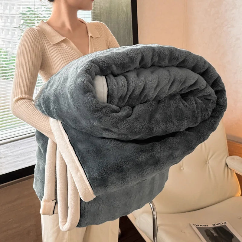 Bubble Imitation Rabbit Fur Throw Blanket Solid Double Sided Plush Blankets for Sofa Bed Spring Autumn Warm Office Nap Blanket