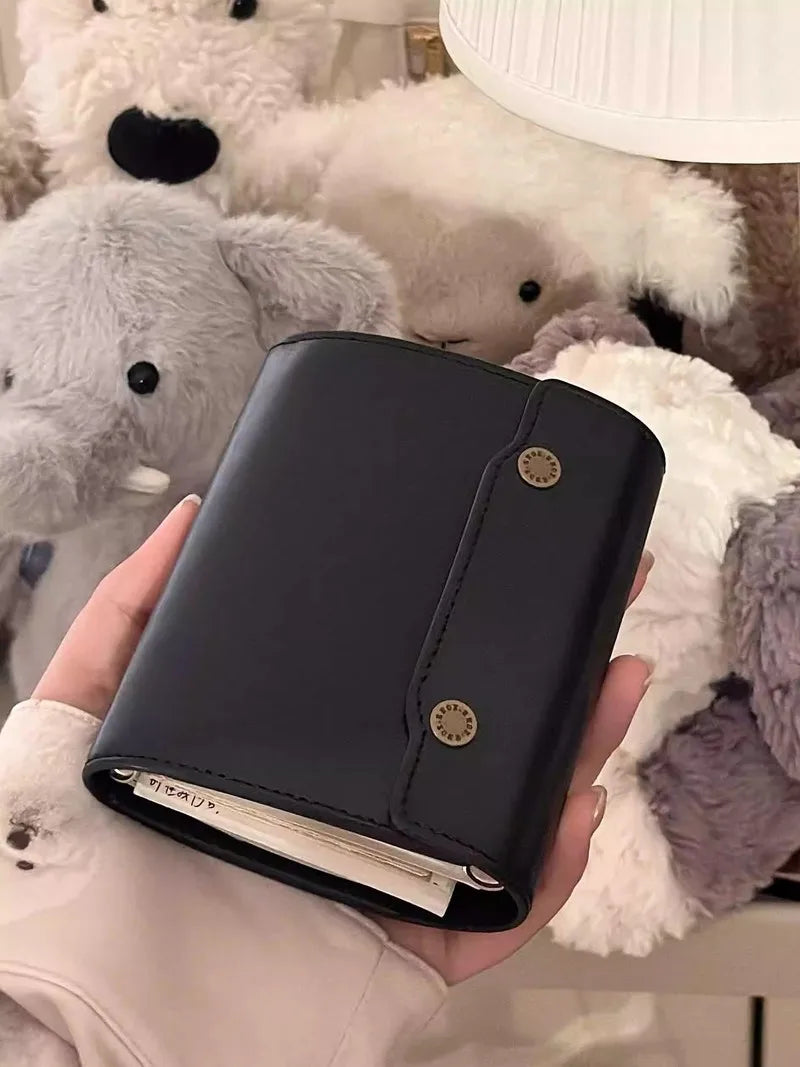 M5 Green Leather Notebook Portable Pocket-Sized with Loose Leaf Pages 60/40 Blank Inner Space Ideal for Girls Back to School
