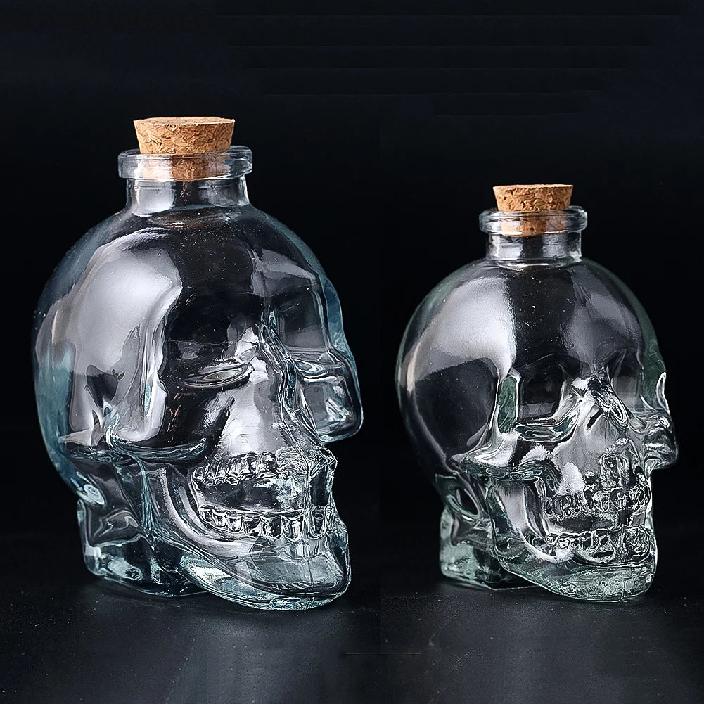 D2 Skull Decanter Glass Whiskey Wine Drinking Bottle Cup Perfume Magic Antidote Bottle Cork Stopper Witch Prop Halloween Decor