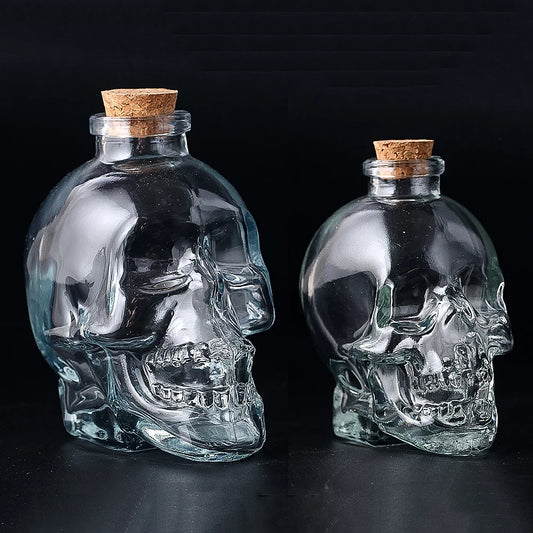 D2 Skull Decanter Glass Whiskey Wine Drinking Bottle Cup Perfume Magic Antidote Bottle Cork Stopper Witch Prop Halloween Decor