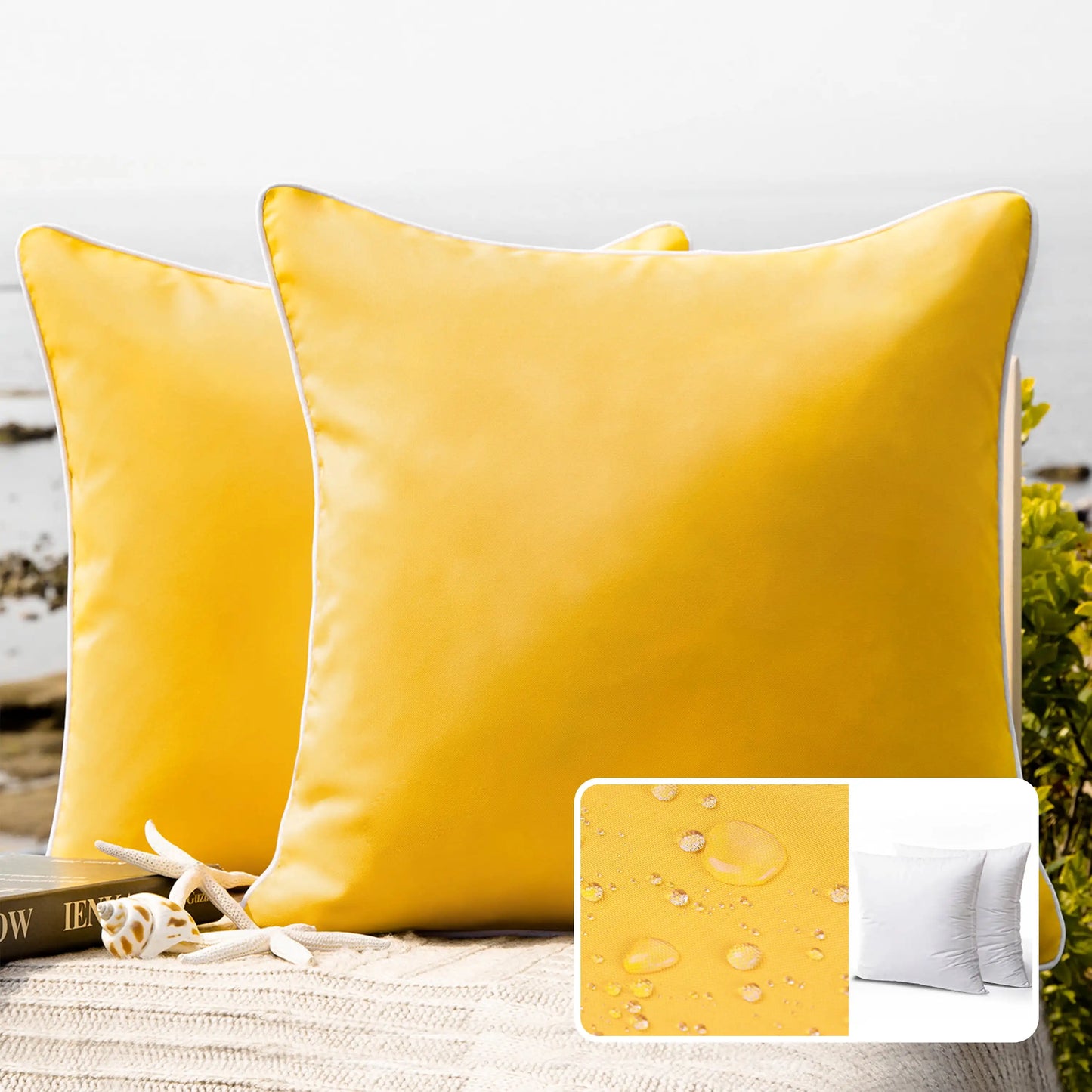 Outdoor Waterproof Decorative Throw Pillow for Patio, 18" x 18", 2 Pack