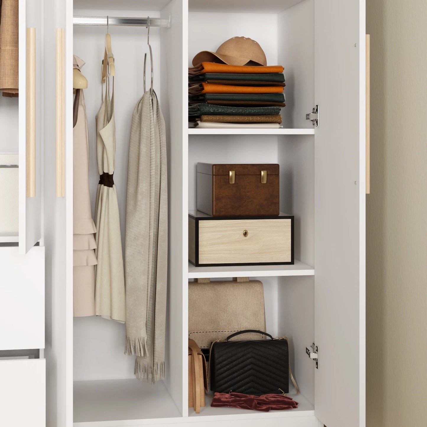 Fufu Gaga Modern Wardrobe Armoire Closet With Drawers White