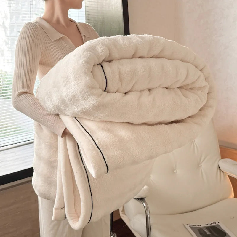 Bubble Imitation Rabbit Fur Throw Blanket Solid Double Sided Plush Blankets for Sofa Bed Spring Autumn Warm Office Nap Blanket