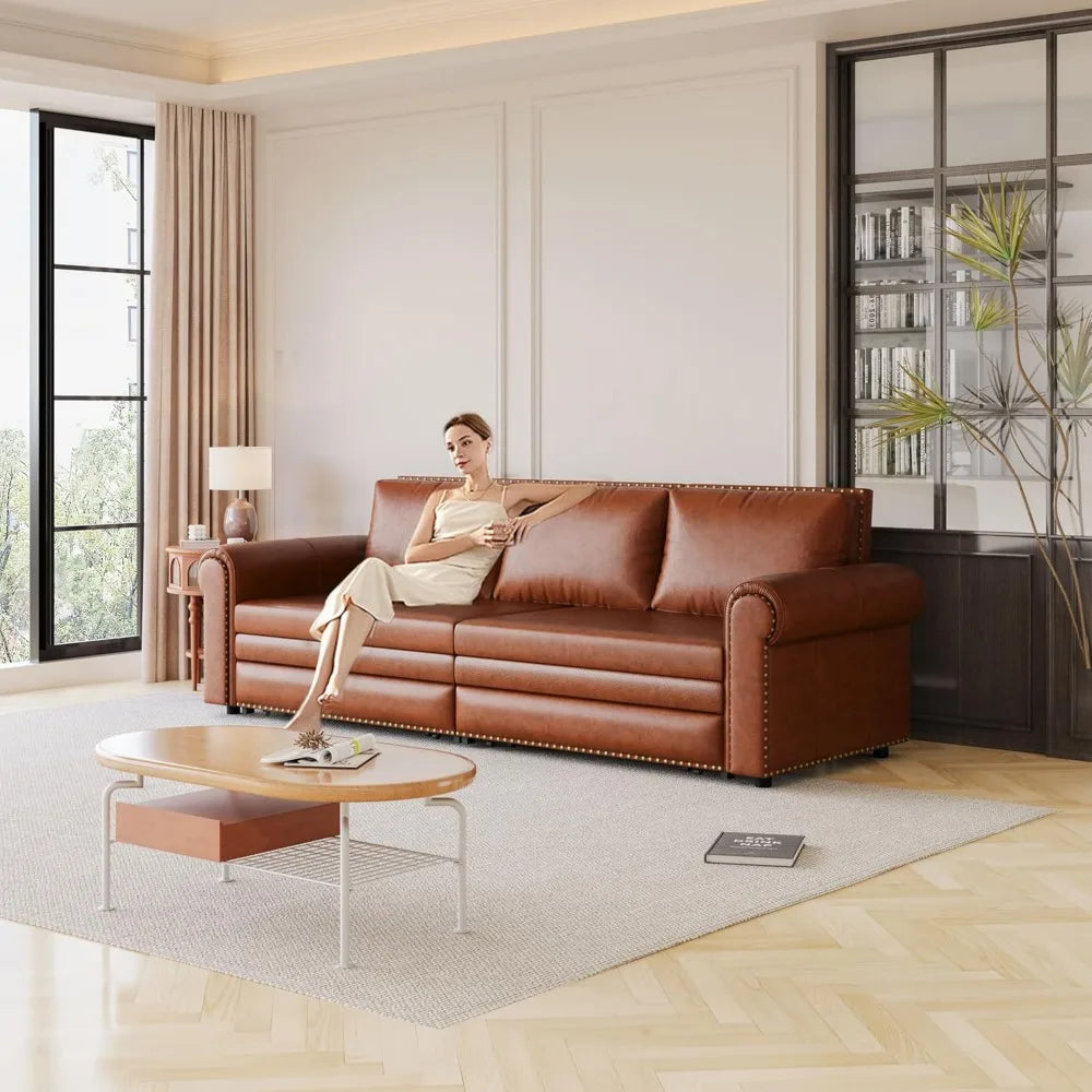 Sofa Bed Three In One Convertible Faux Leather Sleeper