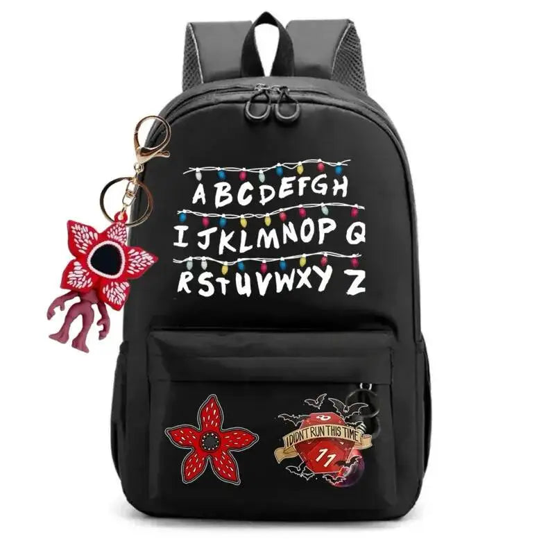 New 24 Alphabet Printed Backpack Cute TV Carnivorous Plant With Pendant Schoolbag Big Space For Boy And Girl Back To School Gift