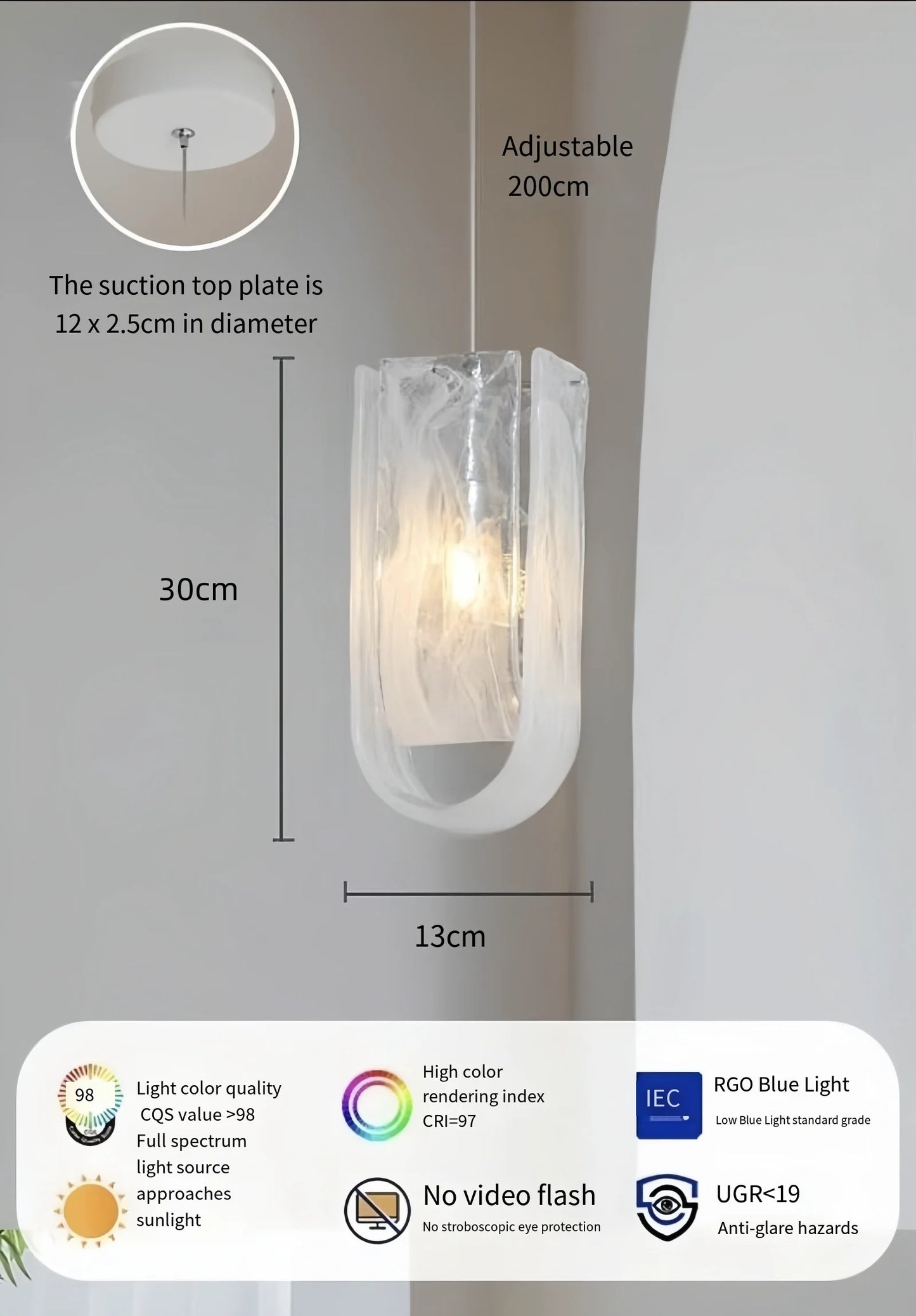 Postmodern Cloud Glass Hanging Light Indoor Art Decor Chandelier Dining Table Pendant Light Bedroom Parlor Cafe Warm Droplights