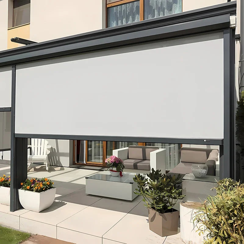 Outdoor Wind-Resistant Roller Awning: Rainproof Curtain for Courtyards & Terraces 3X33x3