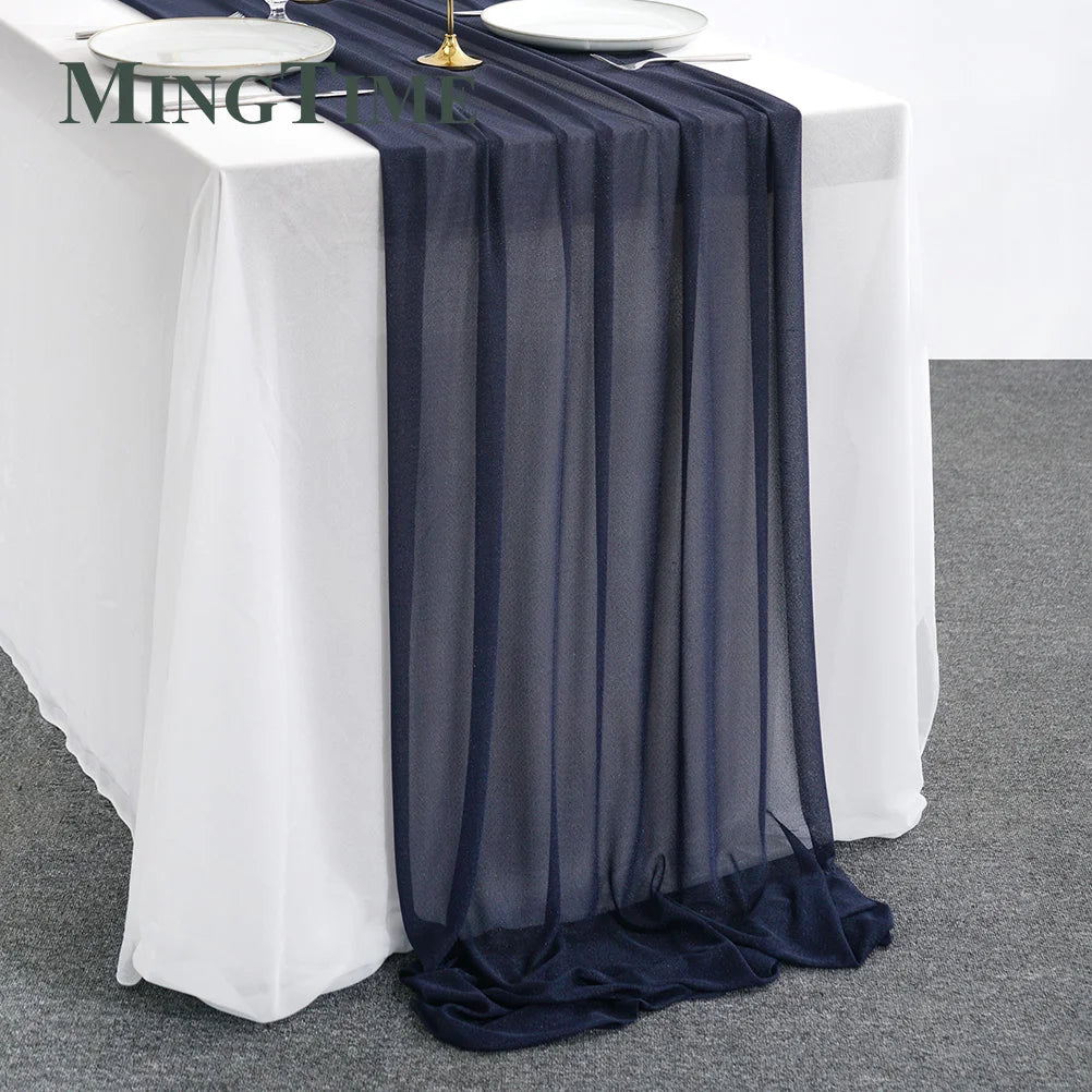 Table Runner Sheer Chiffon-like Boho Wedding Party Bridal Birthday Christmas Decorations Peach Khaki White Gold Green Color etc.