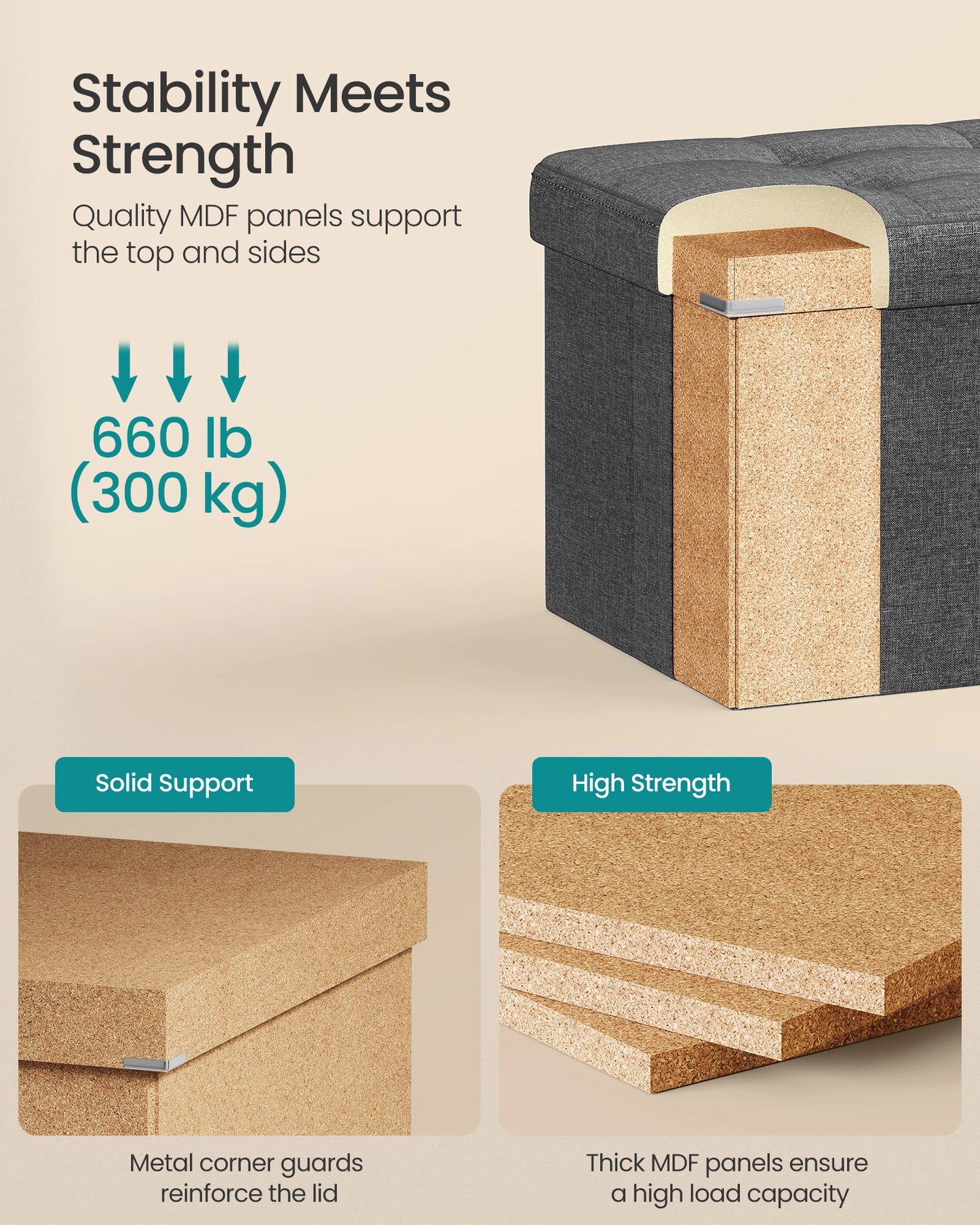 Mazie Collection Folding Storage Ottoman Bench by Songmics