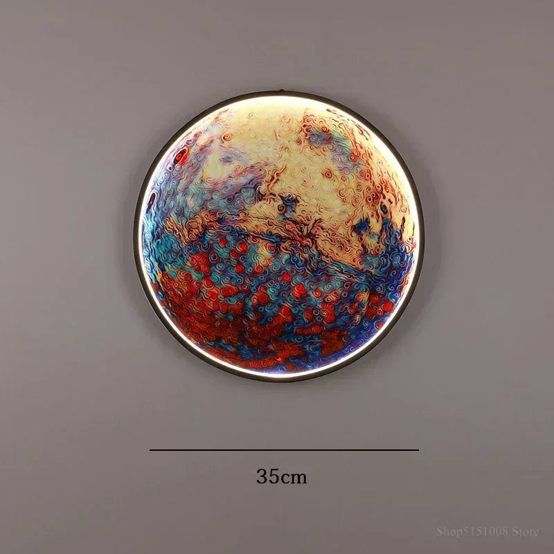 Nordic Designer Earth Mural LED Wall Lamps Living Room Bedroom Study Corridor Light Modern Courtyard Planet Art Decor Lighting