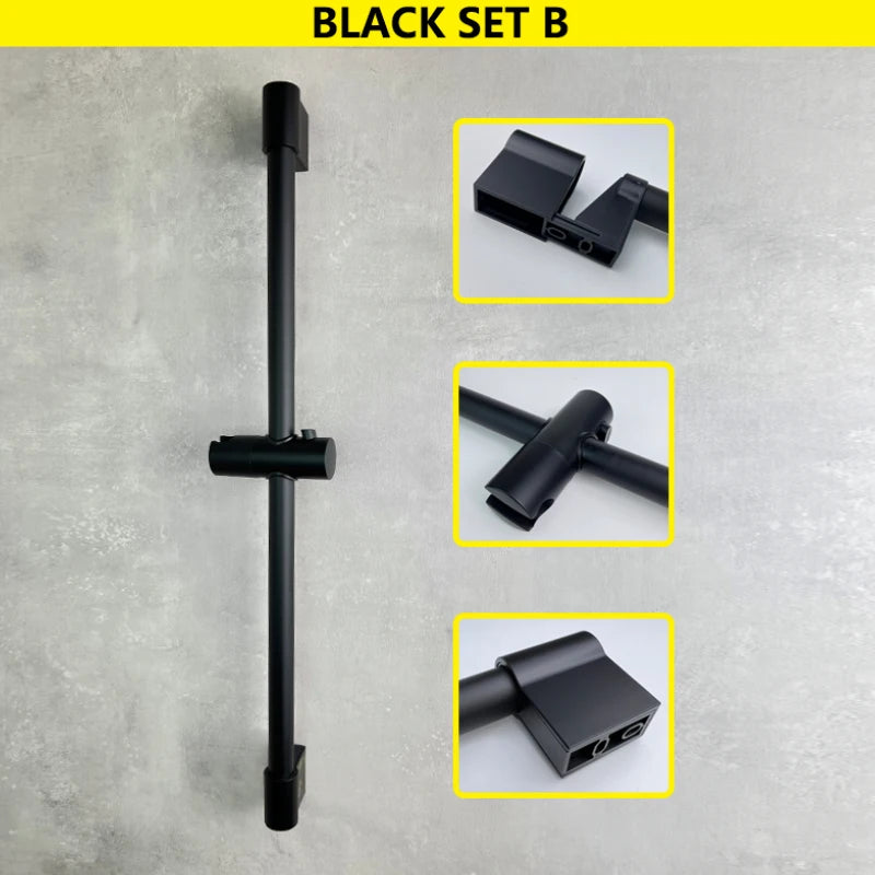 Shower Bar Angel Height Adjustable Sliding Hand Shower Bar Chrome Matt Black Stainless Steel 64cm Bathroom Fixtures