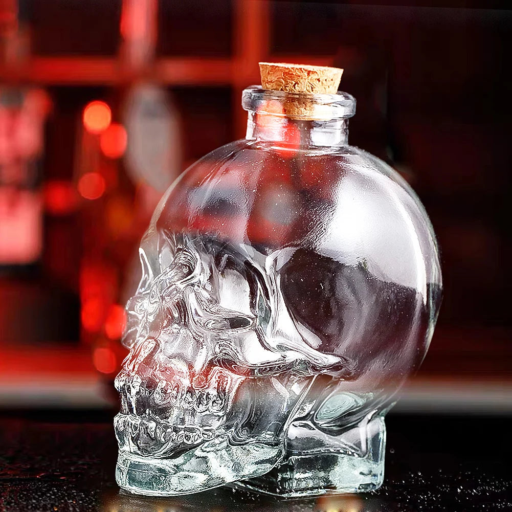 D2 Skull Decanter Glass Whiskey Wine Drinking Bottle Cup Perfume Magic Antidote Bottle Cork Stopper Witch Prop Halloween Decor