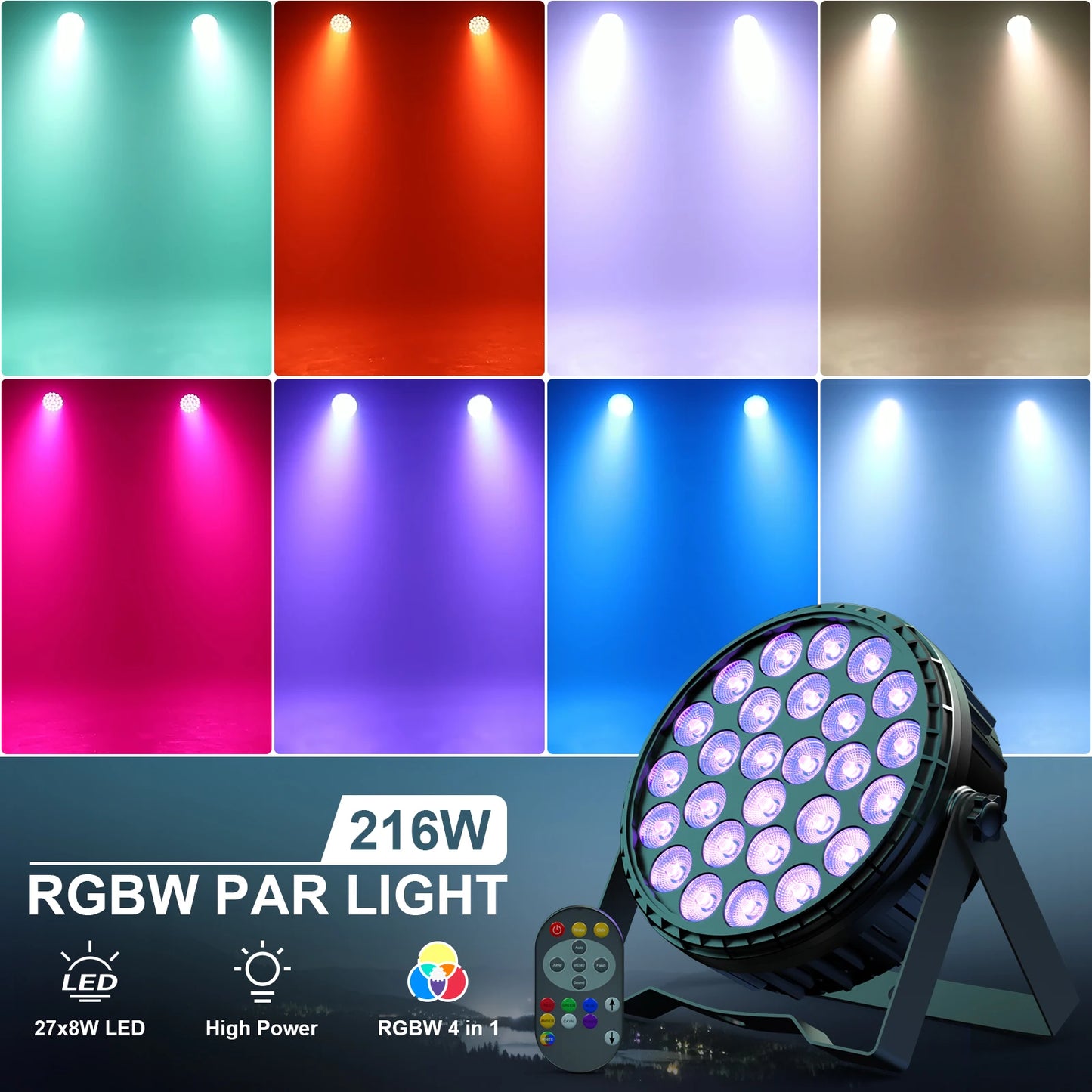 U'King 4Pcs LED Flat Par Lights DMX512 RGBW Stage Light