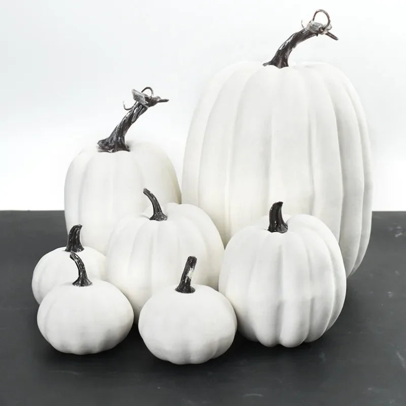 7PCS Simulation Pumpkin Model Set Artificial Fall Decor for Halloween Thanksgiving Party Garden Table Display Decorations