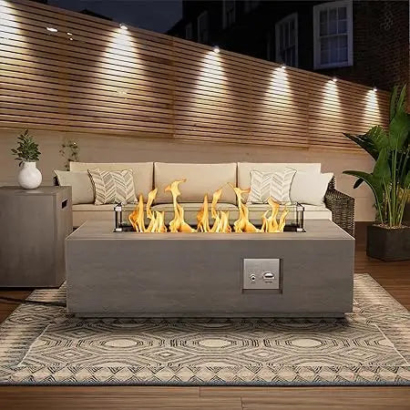Outdoor Propane Fire Pit Table 50K BTU Rectangular Patio