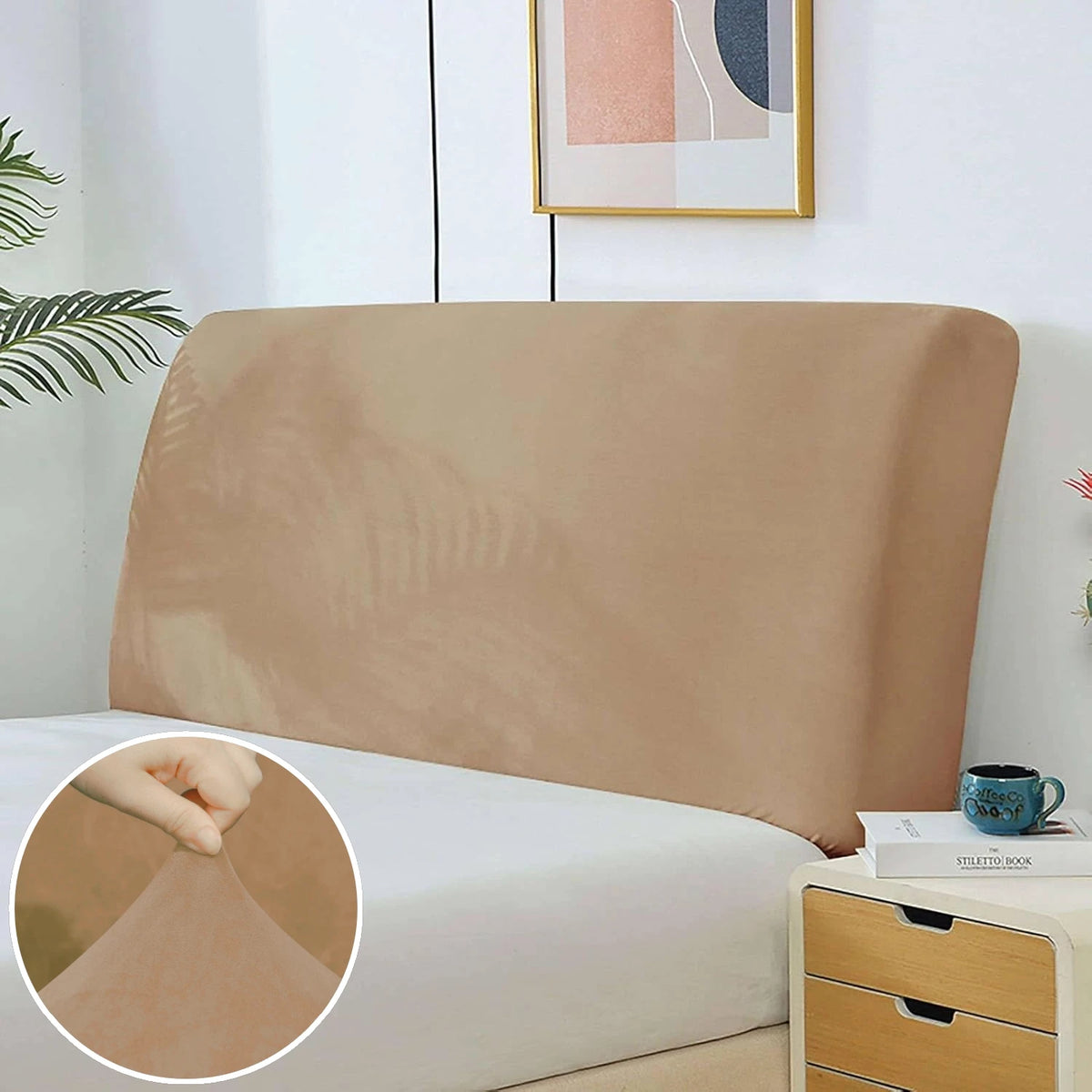 Velvet Bed Headboard Cover All-Inclusive Design Solid Color Elastic Protection Headboard Protection Cover for Single Double King
