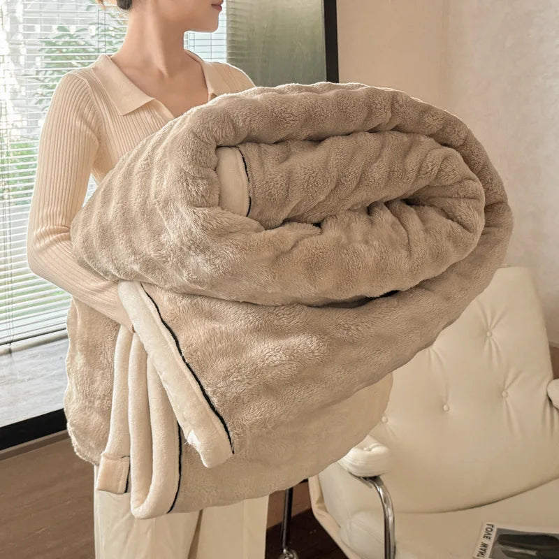 Bubble Imitation Rabbit Fur Throw Blanket Solid Double Sided Plush Blankets for Sofa Bed Spring Autumn Warm Office Nap Blanket