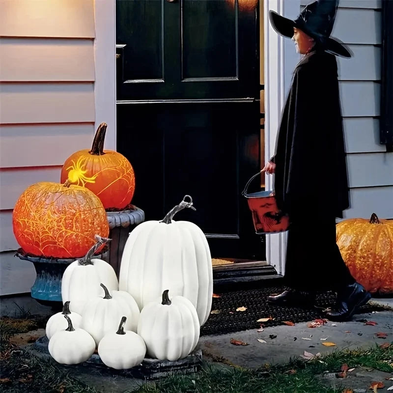 7PCS Simulation Pumpkin Model Set Artificial Fall Decor for Halloween Thanksgiving Party Garden Table Display Decorations