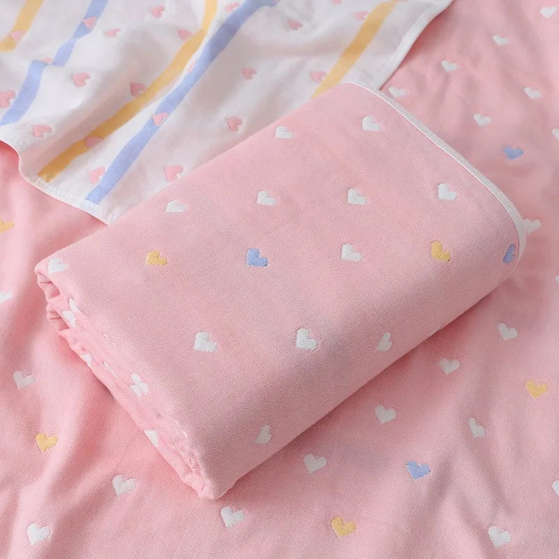 Muslin Baby Blankets Children 6 layers Gauze Cotton Soft Quilt Newborn Infant Swaddle Towel Kids Bath Towel 110*110cm