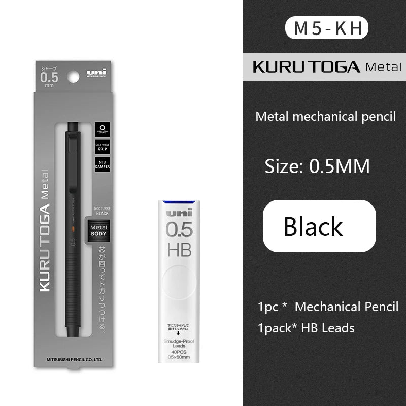 Luxury Japanese Stationery Uni Kuru Toga Mechanical Pencil M5-KW/KH with Wood Grip 0.5MM Automatic Pencil for Back To School