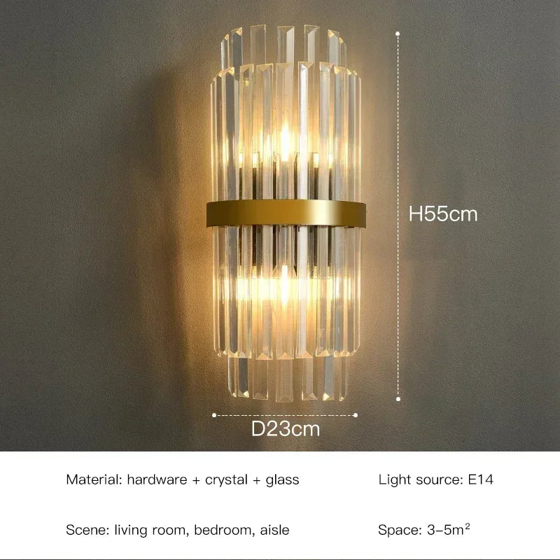 Modern LED Luxury Crystal Wall Lamps For Living Room Hall Foyer Hotel Indoor Home Art Decor Wall Sconces Gold Bedside Lights Wal