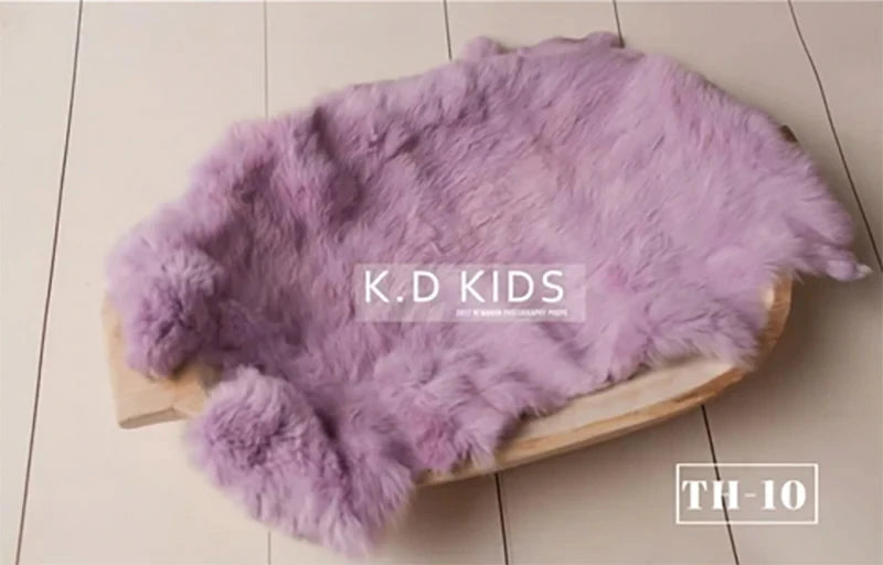 Newborn Photography Props Natural Rabbit Fur Rug Baby Photo Blankets Studio Infant Posing Basket Filled Background Accessories