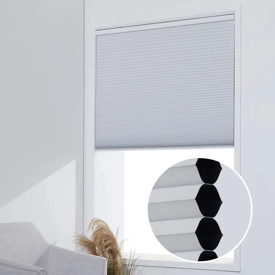 Custom Size Blackout Cellular Shades, Cordless Honeycomb Blinds for Windows White, 27 W x 64 H Room Darkening Shades for Home am