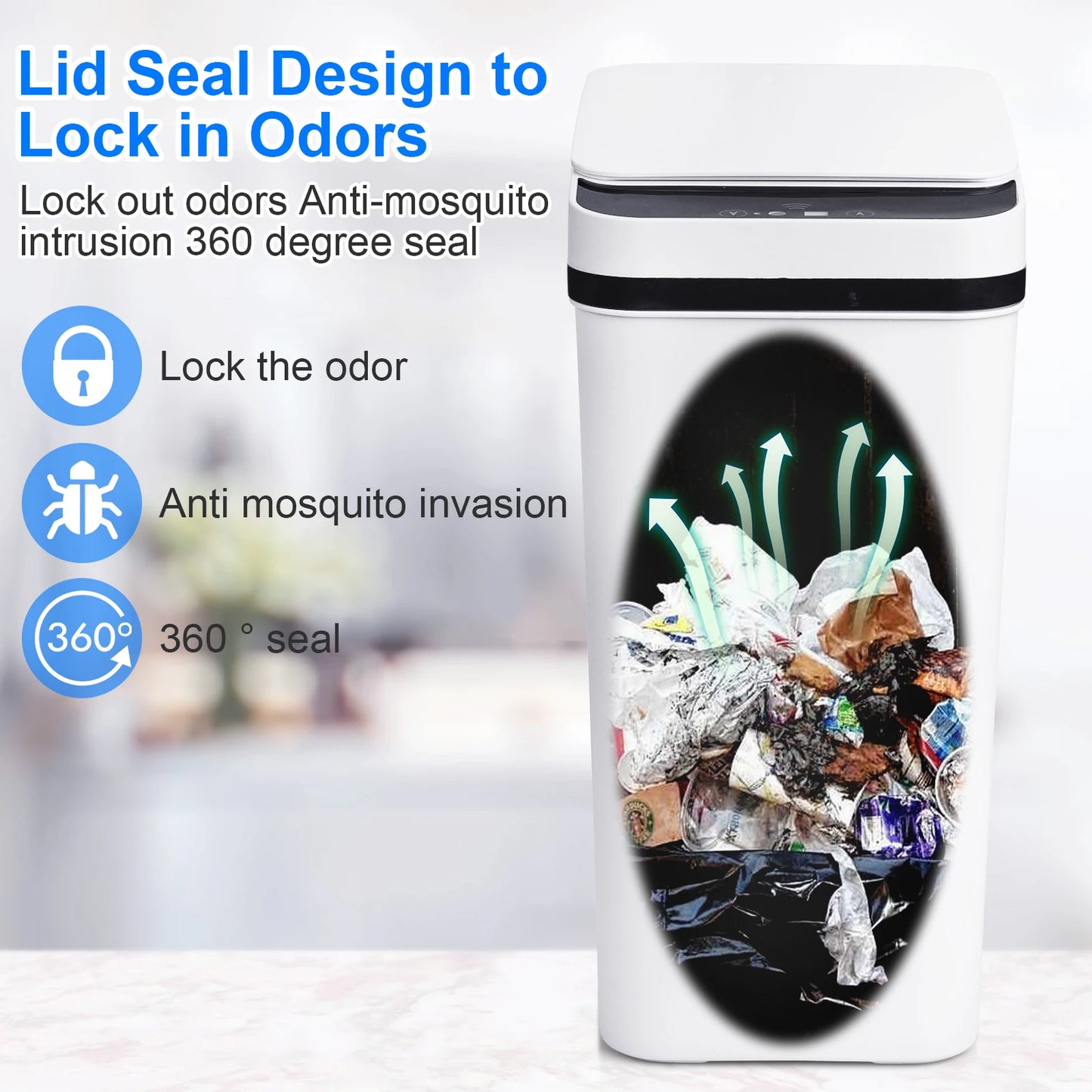2 Pack Touchless Sensor Trash Cans 12L 18L White With Lid