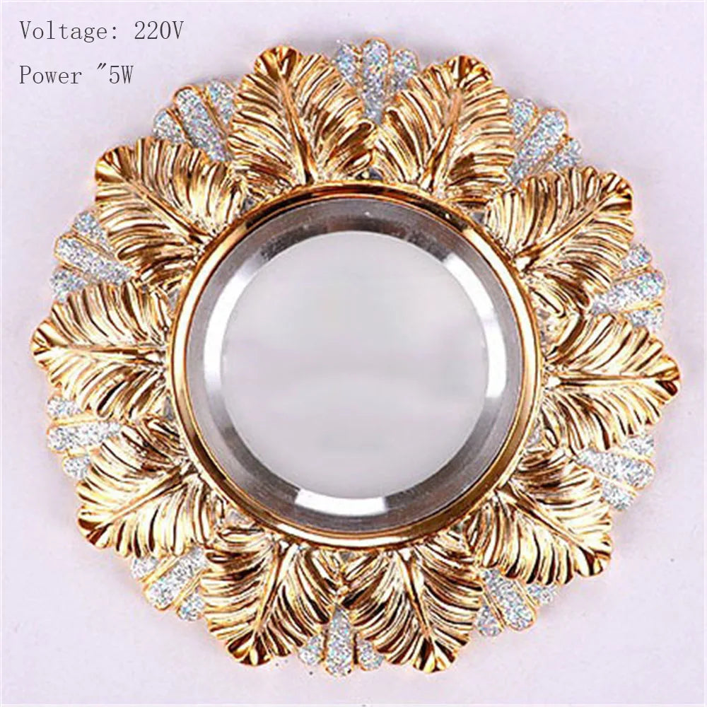 Art Decor Resin Golden Leaf 220 Volts Led Downlight Luxury Indoor Lighting Foyer Corridor Hallway Hotel 5W Retro Recessed Lamp