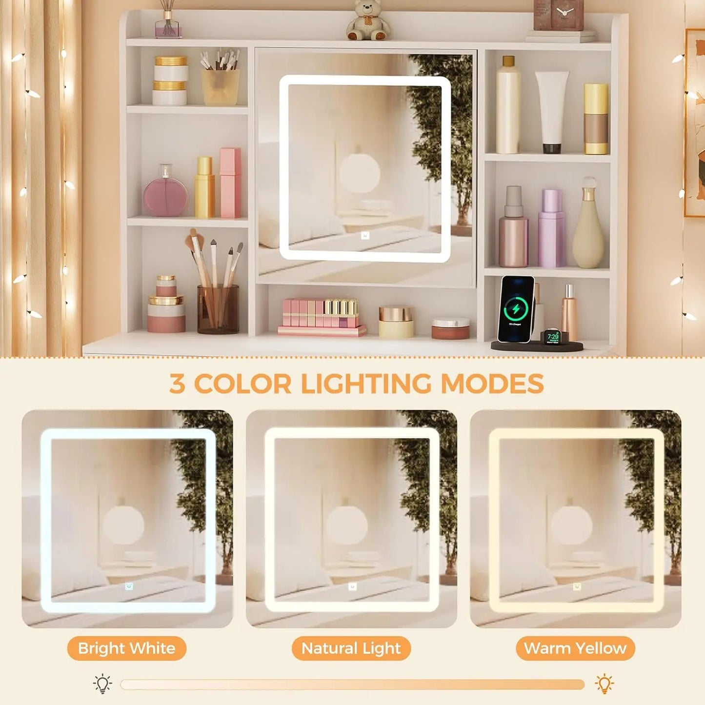 Vanity Desk With Mirror And Lights Makeup Vanity Table Storage