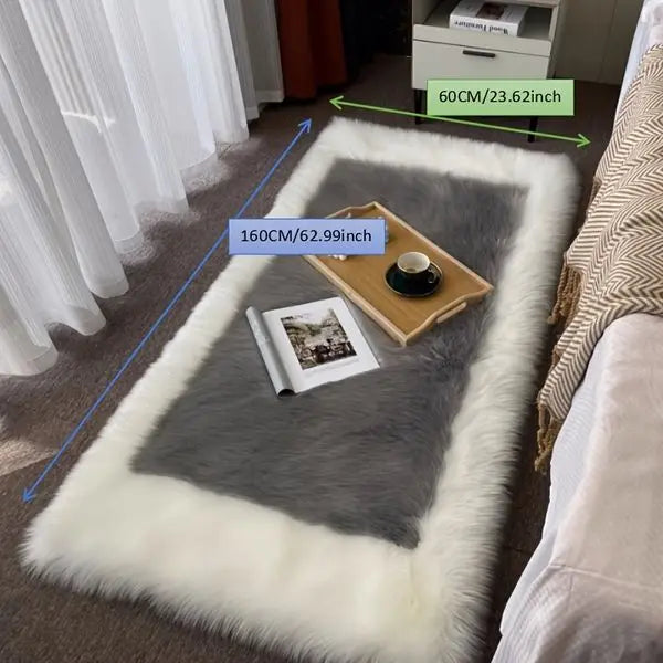 NONECN Soft Fluffy Sheepskin Rug Non Slip Machine Washable