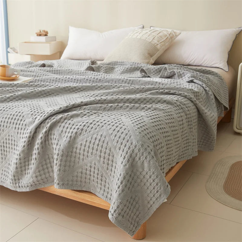 Cotton Throw Blanket,Solid Hollow Comfortable Towel Blankets,Breathable Soft Summer Quilt,Bed Cover For Kid Adult Drop Shipping