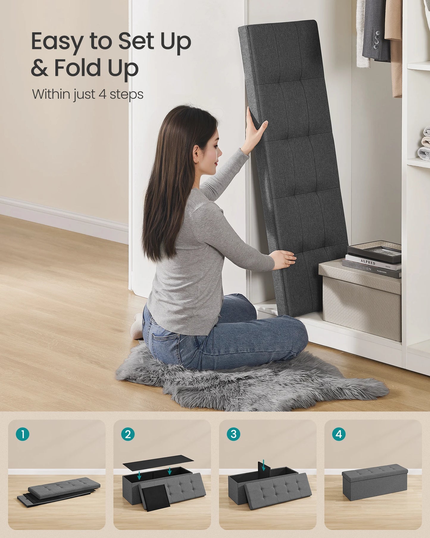 Mazie Collection Folding Storage Ottoman Bench by Songmics