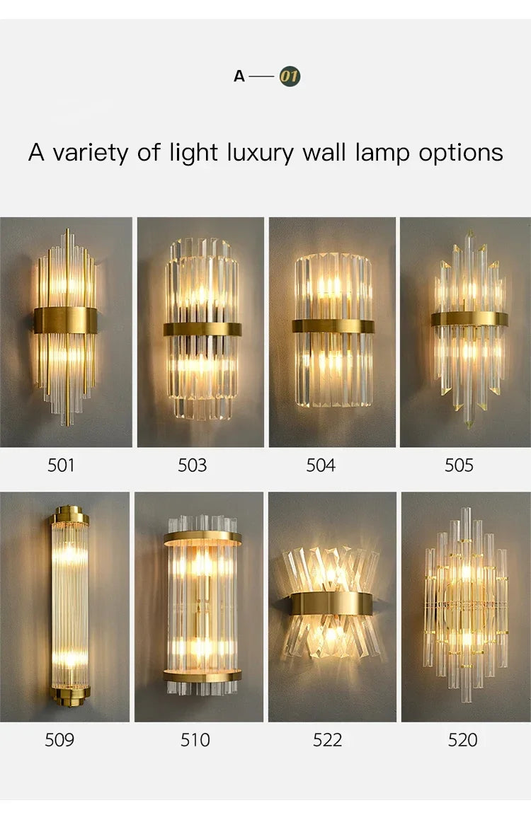 Modern LED Luxury Crystal Wall Lamps For Living Room Hall Foyer Hotel Indoor Home Art Decor Wall Sconces Gold Bedside Lights Wal