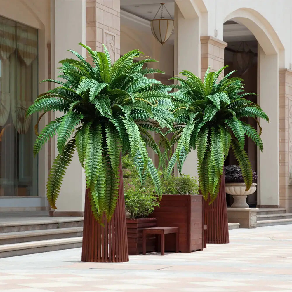 28/58/88 Leaves Artificial Boston Fern Large Hanging Plants Fake Palm Leafs Faux Persian Vines Silk Wall Plants For Home Decor