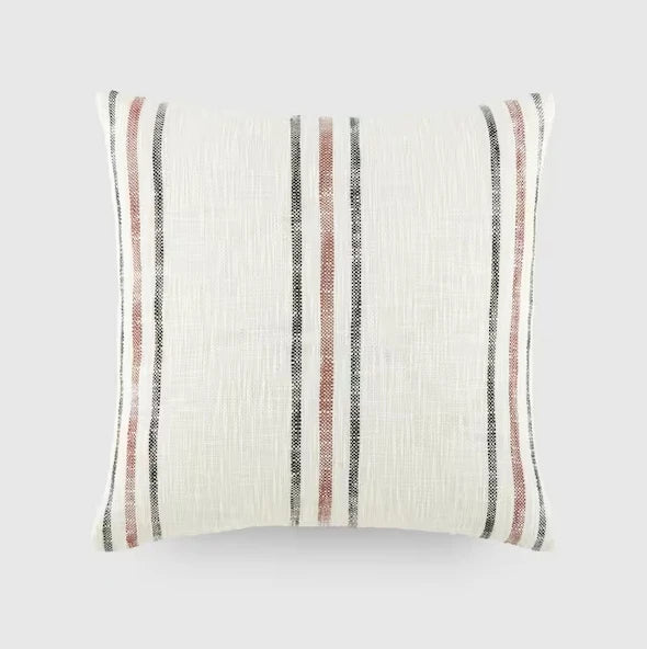 Yarn-Dyed Cotton Decor 20 in. x 20 in. Throw Pillow; The removable cover, equipped with a hidden zipper closure