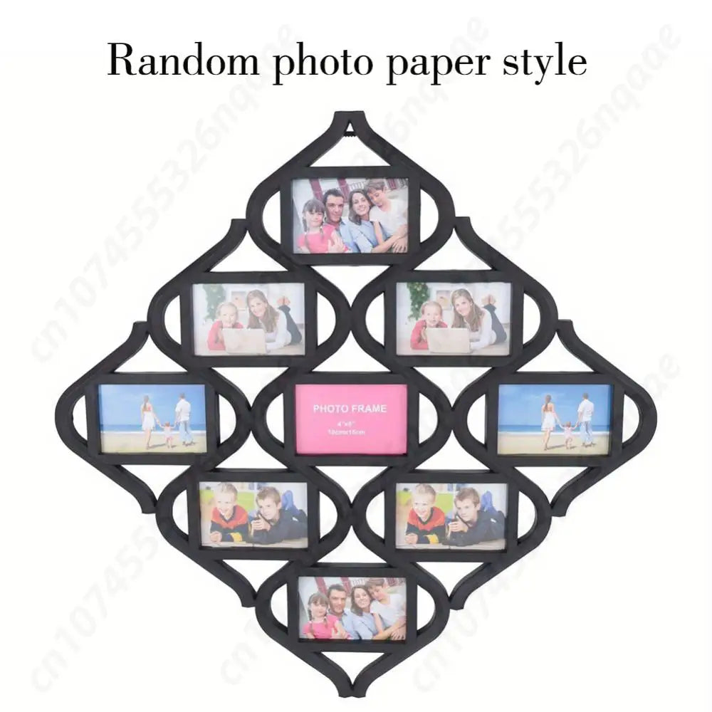 4x6In 9 Grid Photo Display Frame Diamond Shaped Wall Hanging Picture Storage Frame Creative Reusable Wall Decoration