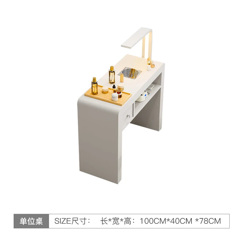 Marble Top Luxury Nail Table With Light Profesional Storage French Nail Desk Design Classic Mesa Manicura Saloon Furniture
