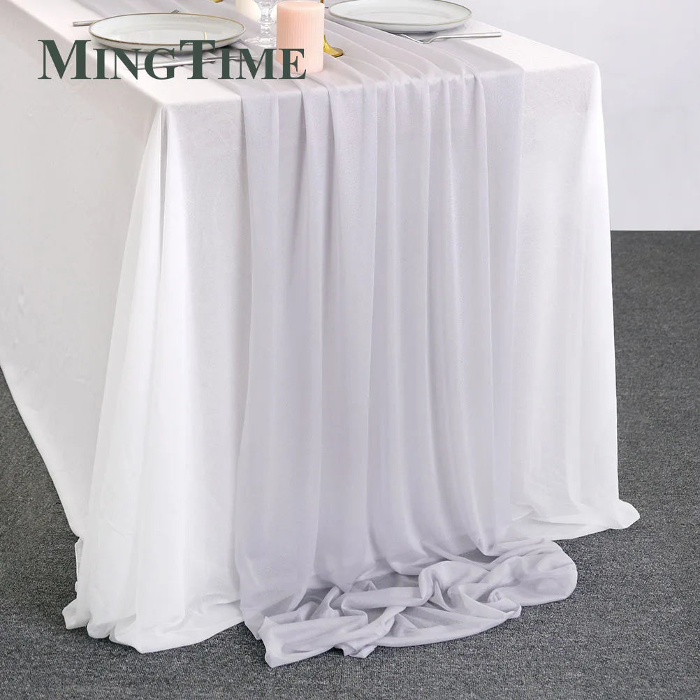 Table Runner Sheer Chiffon-like Boho Wedding Party Bridal Birthday Christmas Decorations Peach Khaki White Gold Green Color etc.