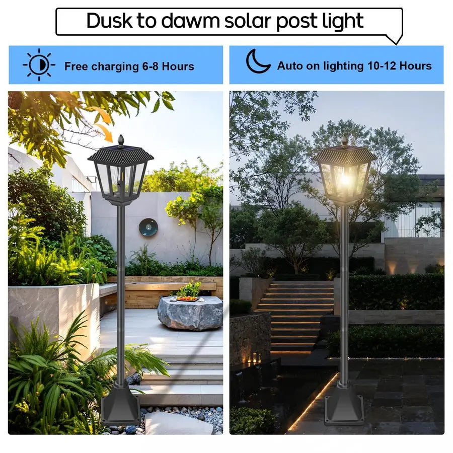 Lamp Post Lights Outdoor Waterproof, 70 Tall Solar Light Poles for Outside, Decorative Floor Lamp Lighting for Garden Patio Yard