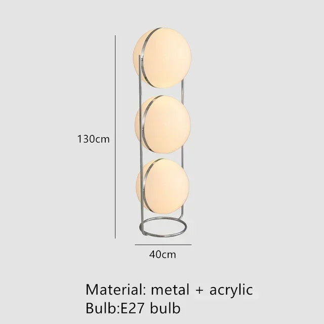 2026 Modern Creative Chrome Metal Floor Lamp White Acrylic Ball LED Standing Light for Living Room Hotel Room Sofa Art Decor