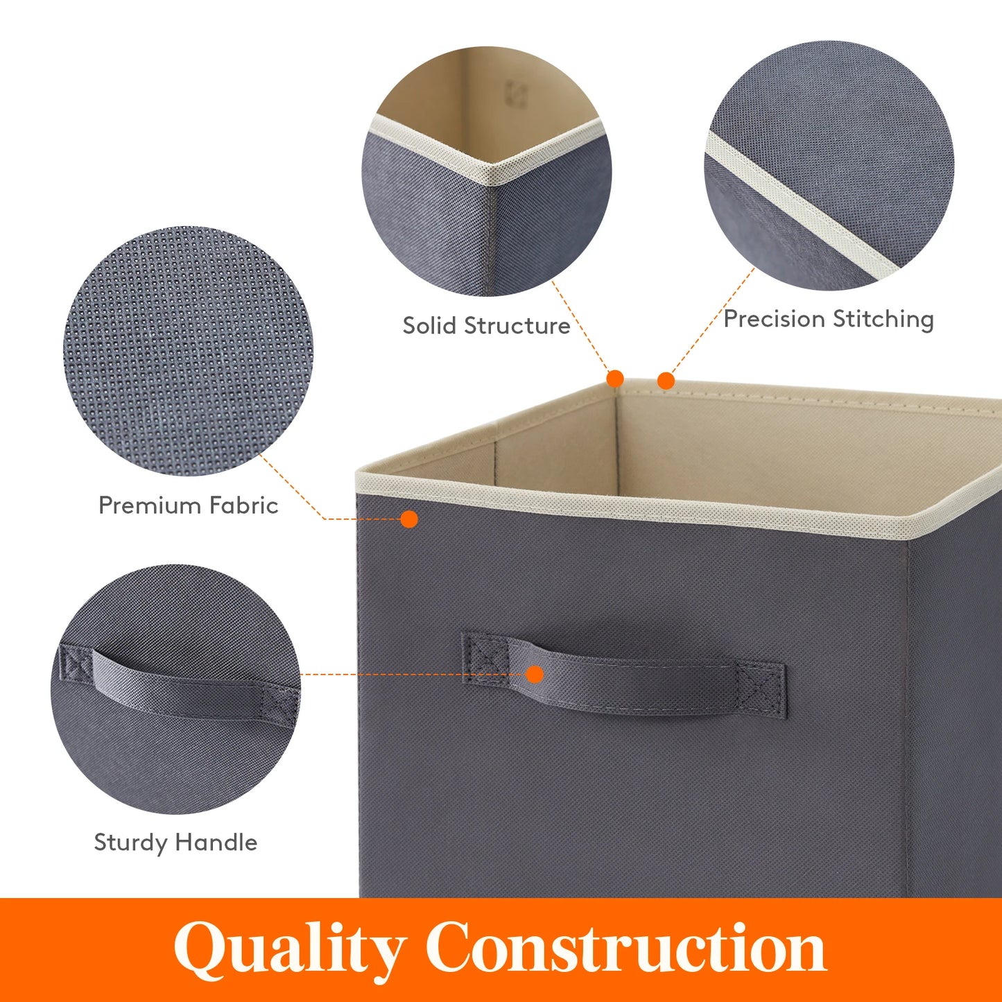8-Pack 11/13 Inch Cube Storage Bins, Foldable Fabric Storage Baskets with Handles for Shelves, Closet, Home Organization
