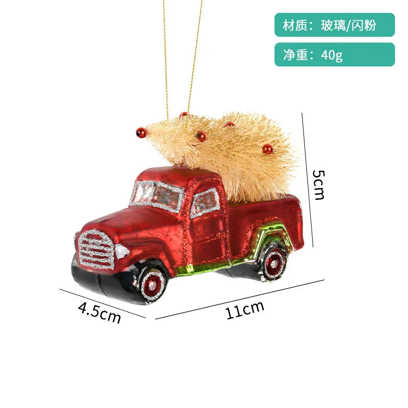 Car Pendant Christmas Decorations Glass Painting Christmas Tree Hanging Ornaments For Home New Year Kids Gift Toys