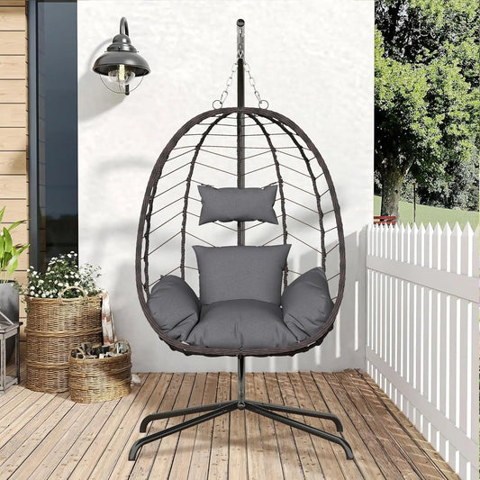 Lex Craft Hanging Egg Chair With Stand Indoor Outdoor Swing