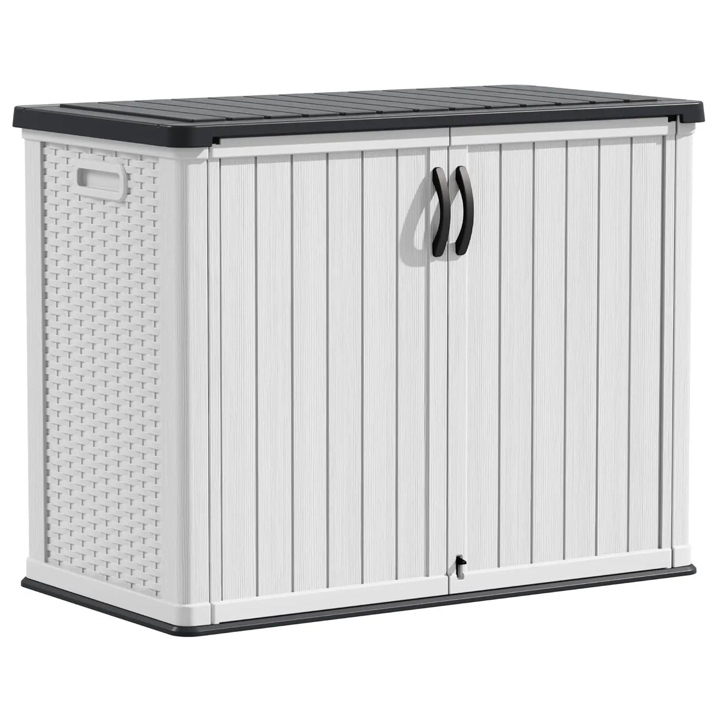 Outdoor Storage Cabinet 26 Cu Ft with Lockable Doors Waterproof Patio Tools Storage Box Horizontal Shed Customized