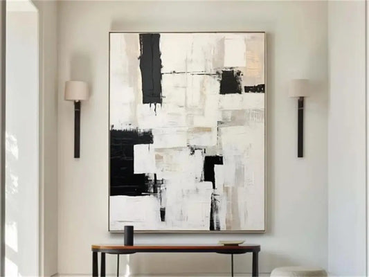 Beige Abstract Handmade Neutral Frameless Wabi Sabi Large Texture Oil Painting Boho Canvas Home Living Room Wall Art Decor