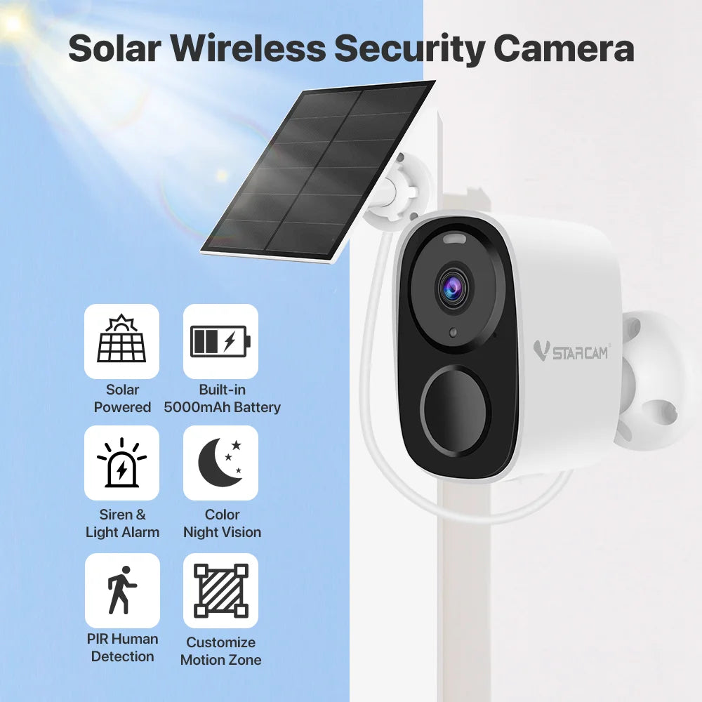 Vstarcam 2K Solar Wireless Outdoor Battery Powered Security Camera