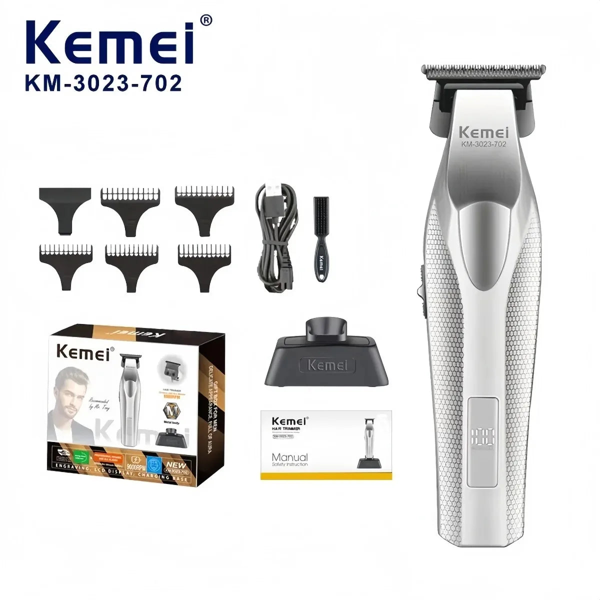 Kemei KM-3023 Professional Hair Clipper Rechargeable Set