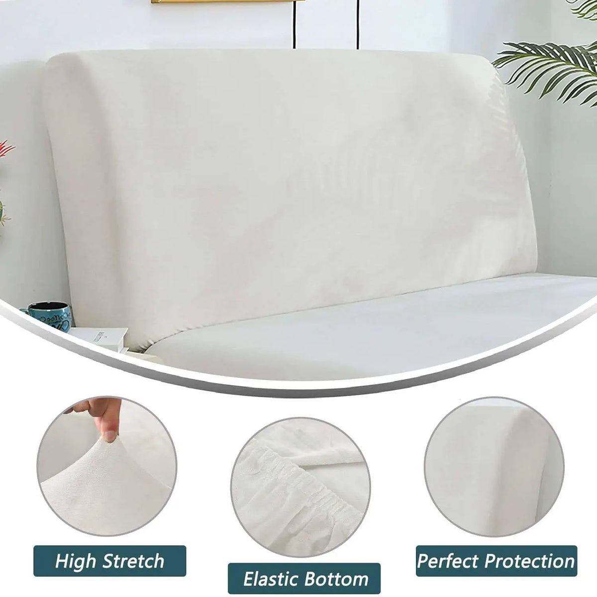 Velvet Bed Headboard Cover All-Inclusive Design Solid Color Elastic Protection Headboard Protection Cover for Single Double King